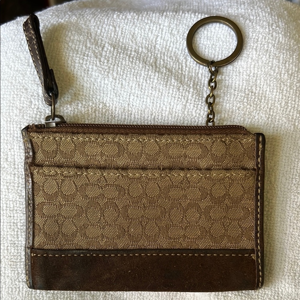Coach Brown Monogram Key & Card Holder